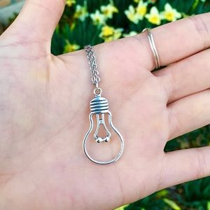 Silver Minimalist Lightbulb Unique Necklace